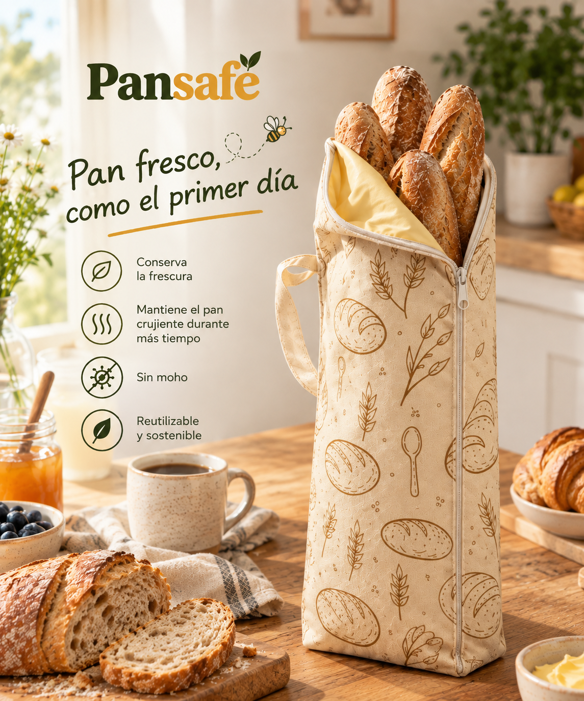 Pansafe Baguette – Bolsas para barras de pan (pack de 2)