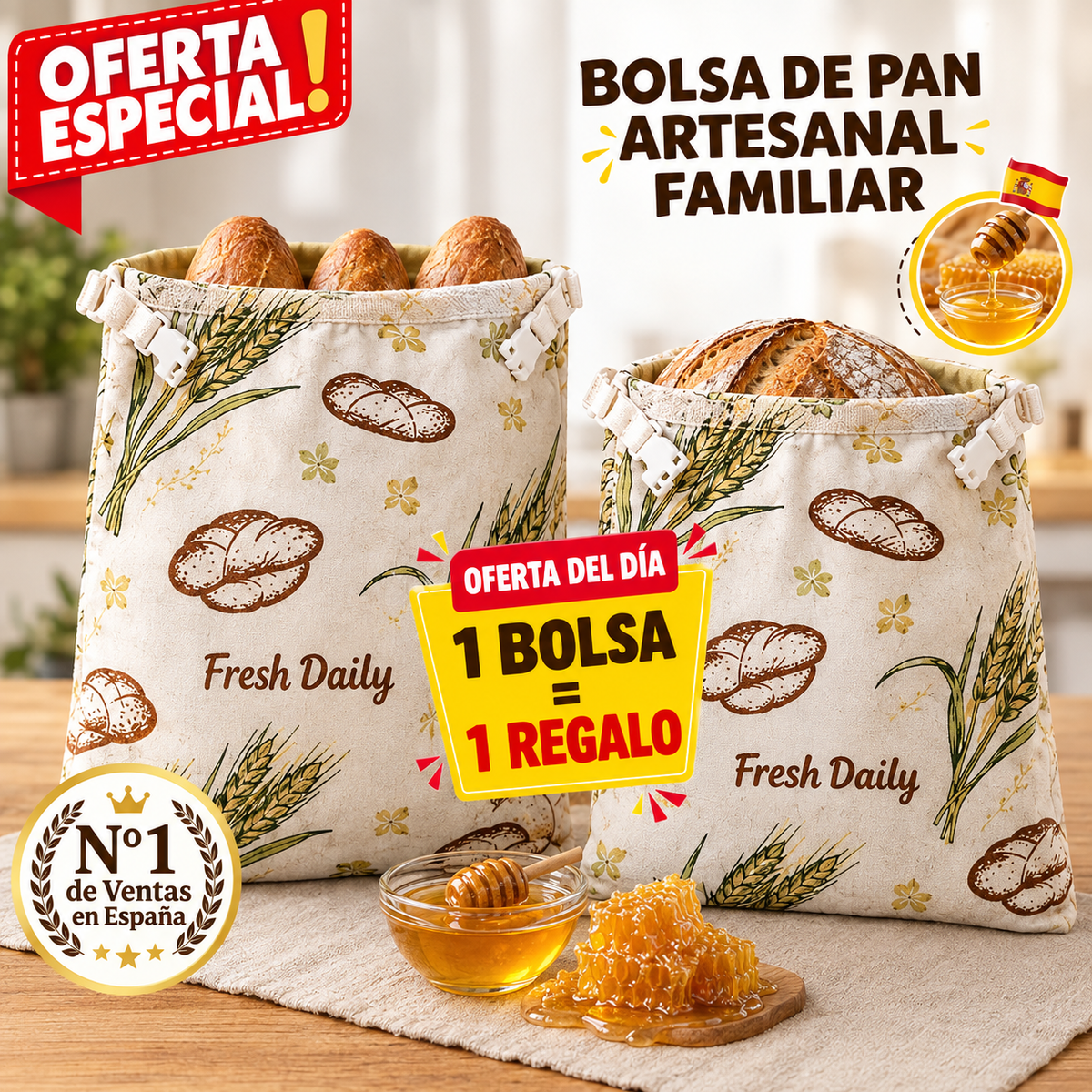 Pansafe Hogaza – Bolsa de pan de cera de abeja