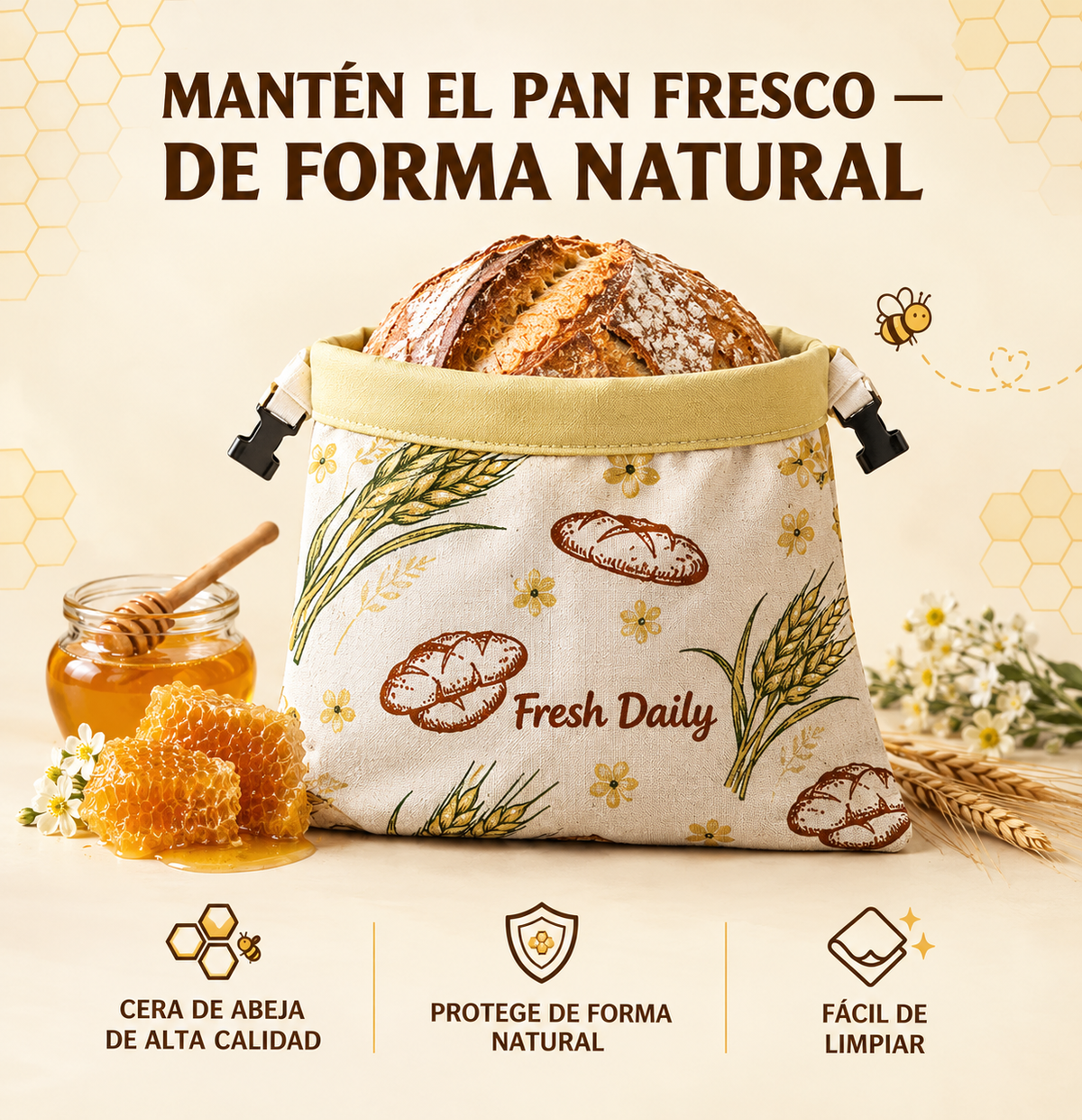 Pansafe Hogaza – Bolsa de pan de cera de abeja